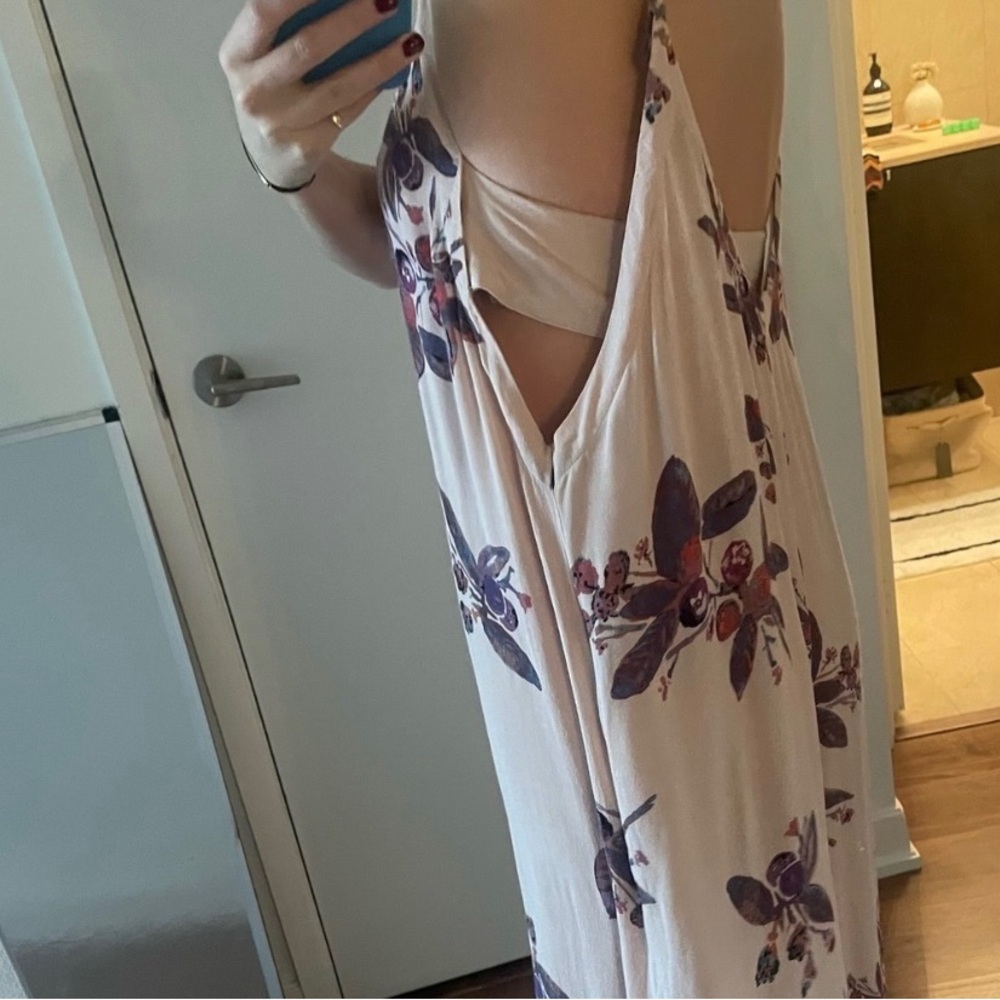 Free People Pink and Purple Floral Jumpsuit with Flowing Silhouette - Picture 4 of 5